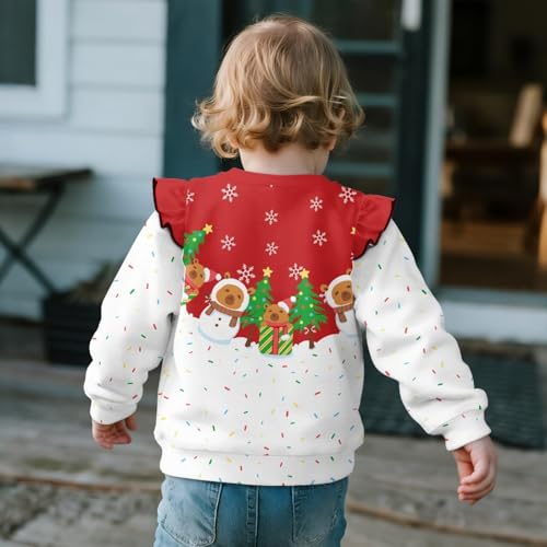 Toddler Sweatshirt Ruffle Long Sleeve Sweatshirts for Girls Size 1-8 Lightweight Crewneck Pullover Tops Kids4