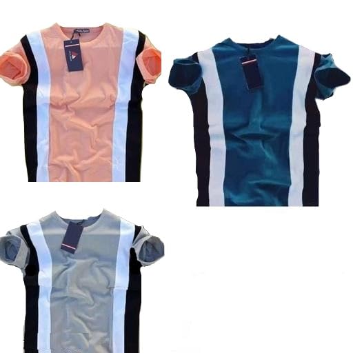 Pack of 3 Piece Combo Half Sleeve Round Neck Colorblock Comfortable T-Shirt Men-image-12