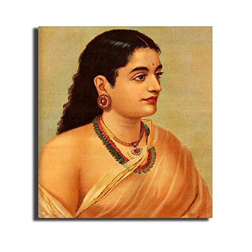 Image of Sikhash Raja Ravi Varma Canvas Paintings Classic Art, Indian Art, Famous Artist, Wall Painting for Living Room, Bedroom, Office, Unframed, Multicolor Fabric Size - 23x19 inches (58x48 cms, Mahasveta)