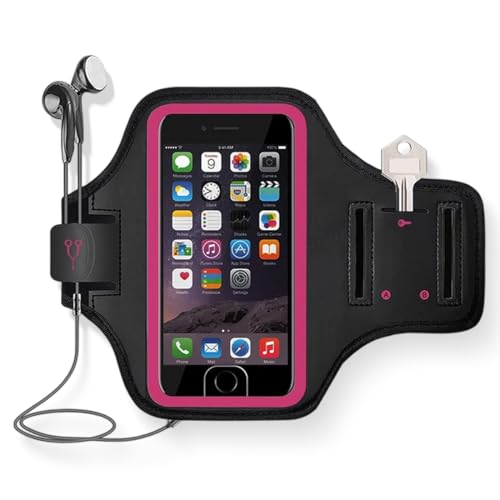 Brazalete deportivo con conector para auriculares, soporte para teléfono para iPhone 15 Pro Max/14/13/12/11, Galaxy S24 Ultra/S23/S22, Xiaomi, Huawei (hasta 6,9 pulgadas), color negro.