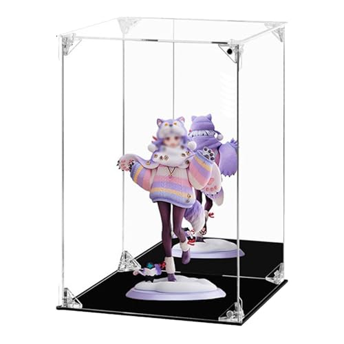 Vitrina de acrílico transparente, caja de exhibición de montaje a prueba de polvo para figuras coleccionables juguetes de muñecas (6 x 6 x 10 pulgadas, 15 x 15 x 25 cm)