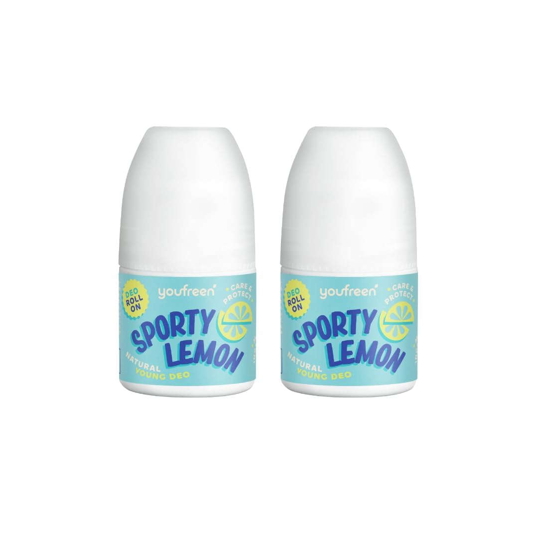 youfreen Deo für Kinder und Teens (2x 50 ml) / sporty lemon/für Jungen/Deo-Roll-on/vegane Naturkosmetik/effektiver Schutz + Bio-Aloe-Vera/ohne Aluminiumsalze/Deoroller/unisex