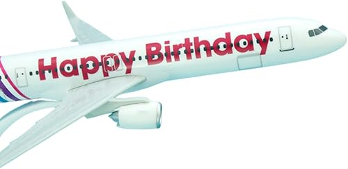 Miniatura 8 de AeroClix Avión de Cumpleaños Regalo 'Feliz Cumpleaños' Modelo Avión Airbus A321 1200 8.3 in de largo, viene con un soporte de exhibición