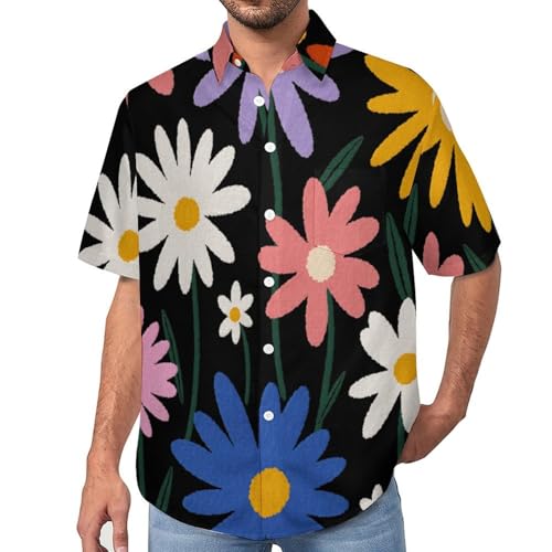 Chemise hawaïenne pour homme avec boutonnière et imprimé floral rétro vêtement plage décontracté