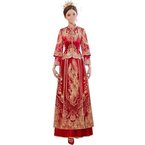 Robe de mariée chinoise dragon et phénix pour union éternelle