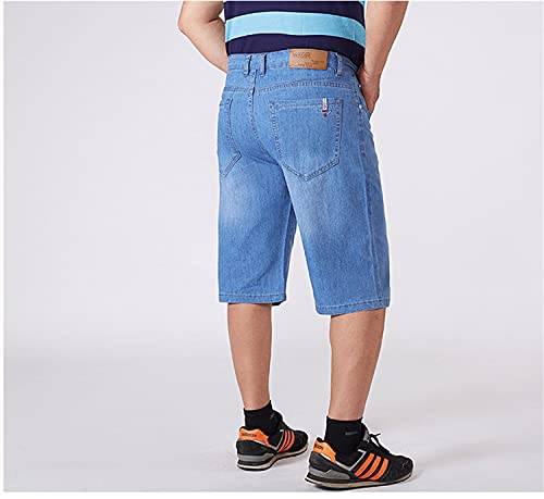 Men's Large Stretch Loose Work Denim Short Straight Relaxed Fit Hip Hop Jean Shorts Casual Plus Size Baggy Skateboard Short (Black,48) #TOP2