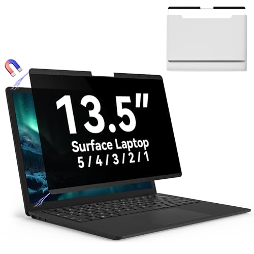 Image of Magnetic 13.5 Inch Surface Laptop Privacy Screen for Microsoft Surface Laptop 5 /4 /3 /2 /1, Removable Film Anti-Spy Filter Black Security Protector, Anti Glare Blue Light Shield Matte Screen Guard