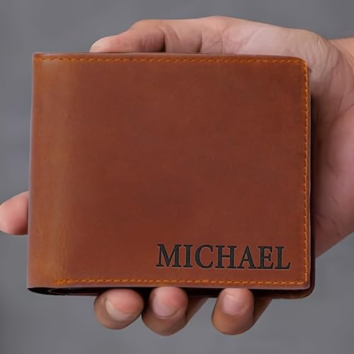Personalized Leather Wallet for Men, Custom Name Wallets, Customazible Gift for Husband, Dad, Boyfriend, Him, Man Gifts for Anniversary, Birthday, Wedding, Fathers Day2