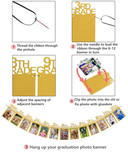 Image of Graduation Decorations Class of 2026 Graduation Photo Banner 8x10 for Paty Decorations 2026 K-12 Photo Display for High School Senior Grad Decor Party Supplies Gold, 8x10 K003GD