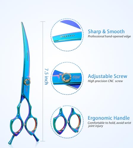 75-Dog-Curved-Scissors-for-Grooming-440C-Stainless-Steel-Green-Professional-Pet-Trimming-Scissors-Sharp-Blades-Cutting-for-Dogs-and-Cats-Shears 75 Dog Curved Scissors for Grooming 440C Stainless Steel Green Professional Pet Trimming Scissors Sharp Blades Cutting for Dogs and Cats Shears
