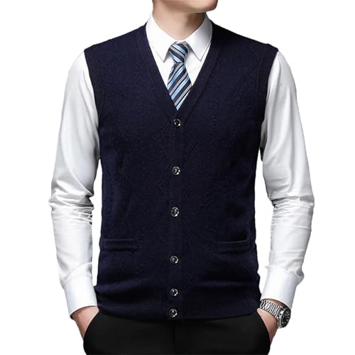 Mens Sweater Vest V Neck Button Down Sleeveless Knit Pullover Lightweight Business Casual Waistcoat