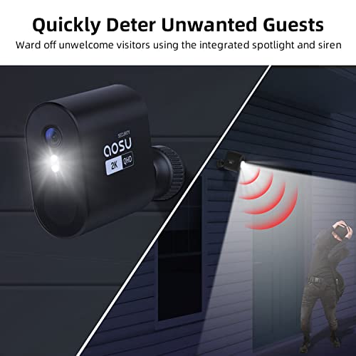 Aosu Solar Security Cameras Wireless Outdoor, 2K Solar Powered Camera, Battery Camera With Spotlight & Siren, 166° Ultra Wide Angle, No Monthly Fee, Ai Detection, Work With Alexa & Google Assistant #TOP5