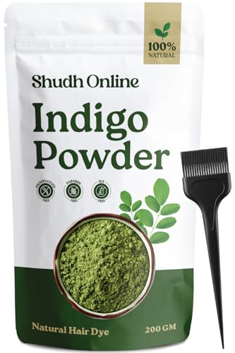 Shudh Online Indigo Powder Organic for Hair Black Colour (200 Grams) Natural Avuri Leaf Powder Neela Amari Neel Patti Neelambari Neelamari Neelayamari Indico. Powder
