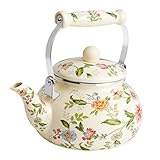 Anxingo Enamel Tea floral Kettle,Tea Kettle Pot for Stove, Top Porcelain Large...