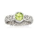 Ross-Simons 0.90 Carat Bezel-Set Peridot Byzantine Ring in Sterling Silver. Size 8