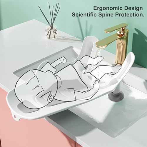 Image of Clean Rinse Baby Bather, Folding Portable Infant Bath Support for Newborns to Toddlers Safe Comfortable Washing on Counter Sink Bathtub Grey 31.8 x 51cm