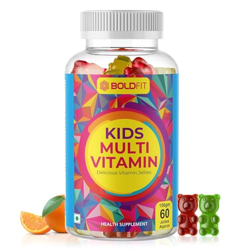 Image of Boldfit Multivitamin Gummies for Kids for Immunity Vitamin Gummies for kids 7-12 years contains Multi Vitamins C,E,B1, B2,B6,B7, and Magnesium immunity booster for kid- 60 Gummy Bear