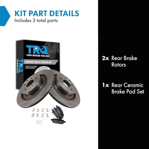 Image of TRQ Rear Brake Pad and Rotor Set Ceramic Compatible with 2014-2015 Infiniti Q60 2009-2017 Nissan 370Z