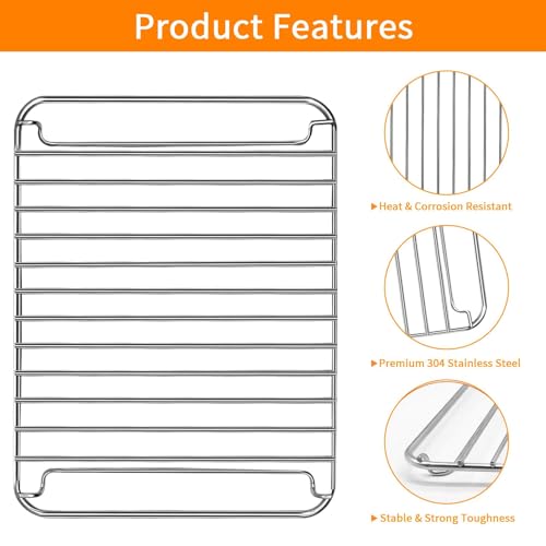 Image of Countertop Toaster Oven Accessories for BLACK DECKER 4 Slice Extra Wide Convection Toaster Oven, 10.8x8.3 IN Stainless Steel Toaster Oven Replacement Parts Baking Rack Wire Rack