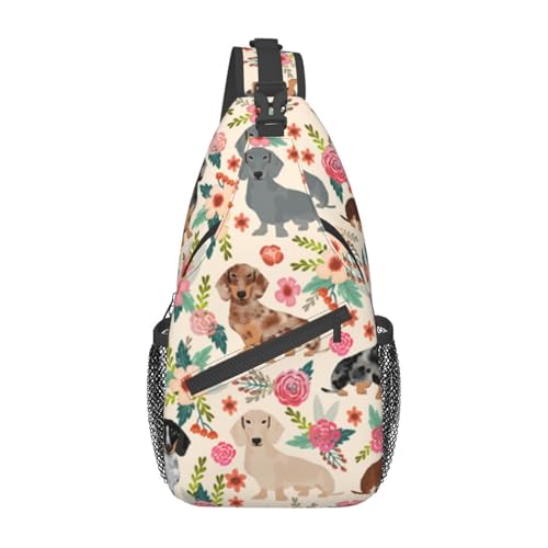 HAHAFU Umhängetasche mit Hundemotiv für Damen und Herren, bedruckt, leicht, bequem, Polyester, Reisen, Outdoor, Crossbody-Tasche, Schwarz , Einheitsgröße