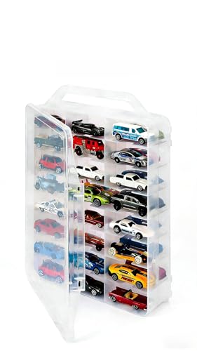 Haozai ミニカー収納ケース おもちゃ整理ボックス ハンドル付き 両面収納 最大 46 台収納可能1:64 サイズのミニカー対応 持ち運び便利 キッズルームの必需品（儿童房必备） ギフトにも最適