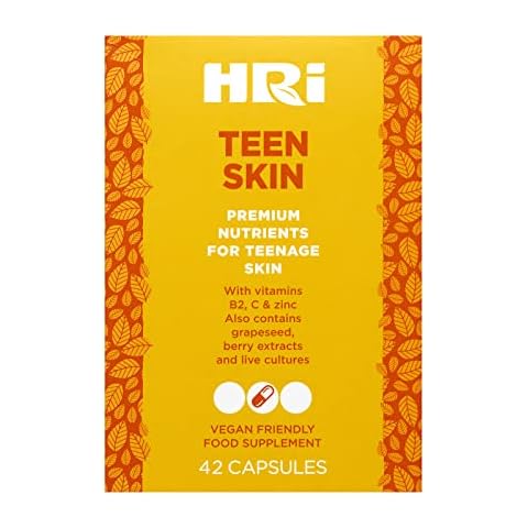 HRI Teen Skin Kids Vitamins - Multivitamin for Kids 12-18 Years - to Aid Health and Well Being of Teens. Healthy Immune System, Gut, Skin Care for Teenage Girls and Boys. 42 Vegan Capsules Cover