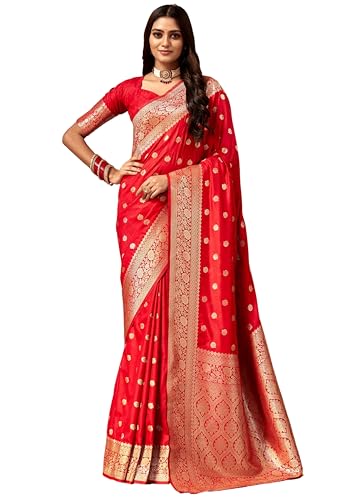 C J Enterprise Women's Banarasi Saree Pure Kanjivaram Style Silk Saree With Blouse Piece for Wedding...