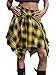 Verdusa Women's Y2k Goth Grunge Plaid Skirts Tie Vintage Asymmetrical Flowy Pleated Mini Skater Skirt Yellow Medium