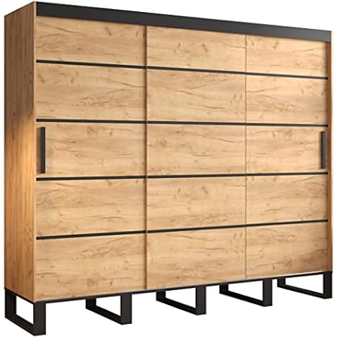 Kryspol Schwebetürenschrank LOFT V1 Kleiderschrank mit Metallbeinen und Einlegeboden Schlafzimmer- Wohnzimmerschrank Schiebetüren Cover
