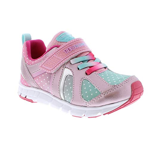 Tsukihoshi 3584 Rainbow Strap-Closure Machine-Washable Child Sneaker Shoe With Wide Toe Box And Slip-Resistant, Non-Marking Outsole - Rose/Mint, 12.5 Little Kid (4-8 Years) #TOP3