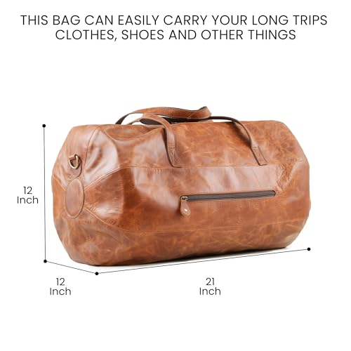 Handmade World Leather Duffle Gym Sports Bag For Men Women 'The GoalGear' Carry all Luggage Hold all Travel Overnighter Weekender Bag (With Strap)2