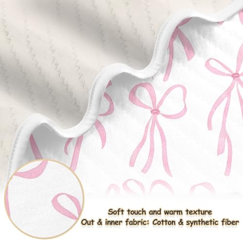 Pink Ribbons Baby Swaddle Blanket for Boys and Girls, Muslin Baby Receiving Swaddle Blanket, Soft Cotton Nursery Swaddling Blankets for Newborn Toddler Infant3