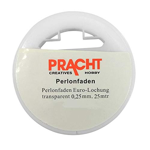 Pracht Creatives Hobby 2998-25011 Perlonfaden transparent, 0,25 mm x 25 m, Tragkraft 1,8 kg, auf einer Spule, ideal zur Schmuckgestaltung, für Mobiles und zur Dekoration