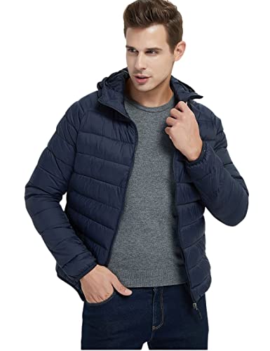 Kinkia Men's Lightweight Puffer Jacket Ultra Soft Warm Waterproof Quilted Hooded Outwear Coat (Kk0437-Blue-Xs) #TOP25