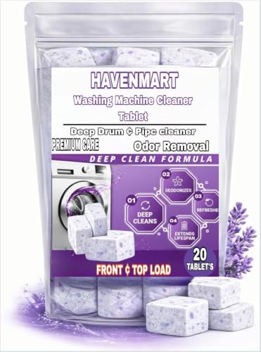 Image of Washing Machine Cleaner Tablets (20 Tablets) | Drum & Pipe Deep Cleaner | Lavender Scent | Removes Odour, Limescale & Residue | For Front Load & Top Load Fully Automatic Washing Machines (Lavender)