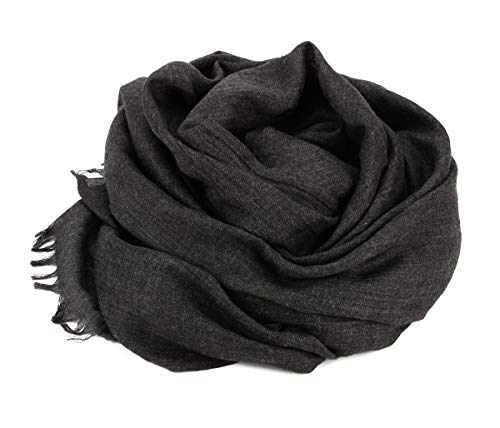Iristide Womens Long Scarf In Solid Color, Light Weight Large Shawls Wrap For Beach Outdoor Camping Traveling Sunscreen Neckwear 75×43 Inch (Dark Grey) #TOP1