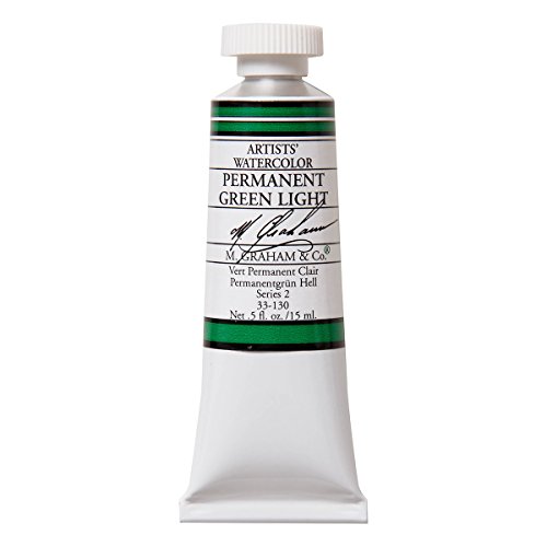 M. Graham 1/2-Ounce Tube Watercolor Paint, Permanent Green Light