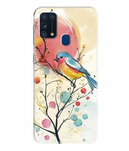 Image of Printed Hard Back Case Cover & Compatible for Samsung Galaxy M31 / Samsung Galaxy M31 Prime | Birds Painting Art (Multicolor) - D1199