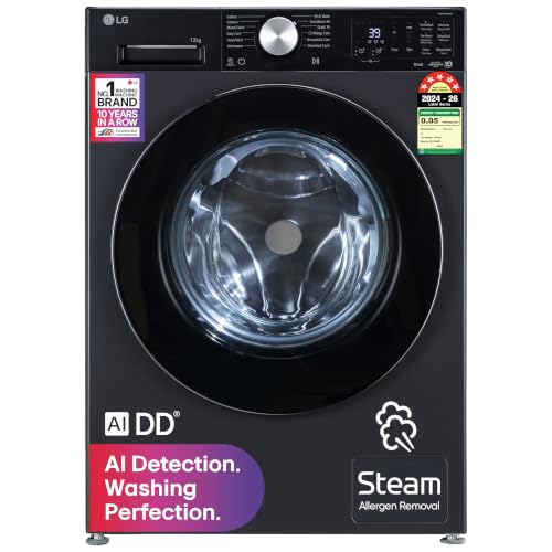 Image of LG 12 Kg, 5 Star, AI DD Technology, Steam Wash, Wi-Fi, 6 Motion DD, Fully-Automatic Front Load Washing Machine (FX1412A5ED, Allergy Care, Ez-Dispense, TurboWash 360˚, 2026 Model, Essence Graphite)