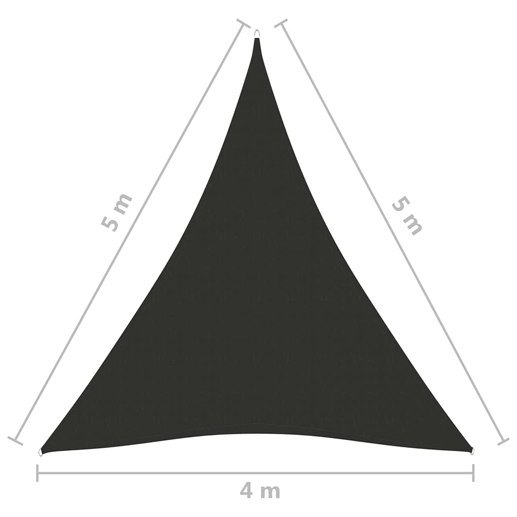 Tenda parasole, 4 x 5 x 5 m, antracite, triangolare, in robusto PU Oxford, protezione UV, fissaggio in acciaio inox, resistente alle intemperie, per balcone, terrazza, giardino e campeggio