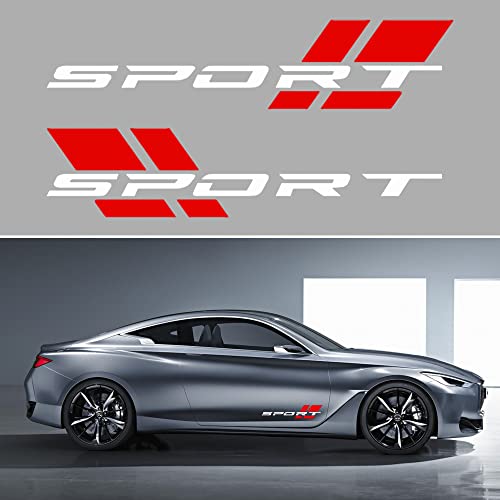 Image of Zhizhong Car Sport Decal,16 Inch Vinyl Sticker Fit for All Cars Side (White Red)