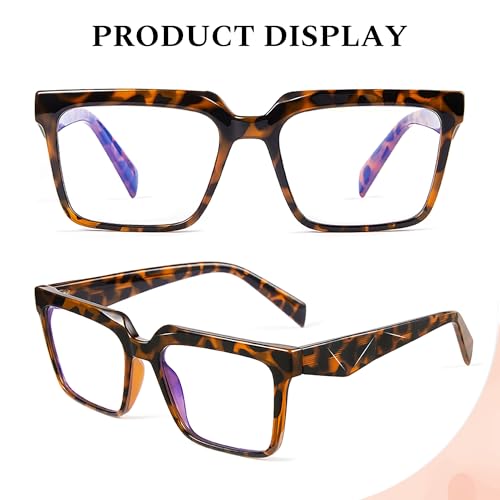 Image of Blue Light Blocking Glasses for Women Men, Square Thick Frame Anti Eyestrain & UV Glare JF6218