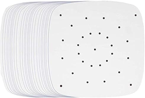 Air Fryer Parchment Paper, 200pcs 7.5 Inch Perforated Unbleached Square Air Fryer Liners,Steaming Parchment Liner, Parchment Paper for Air Fryer, No Burn, Easy Clean up