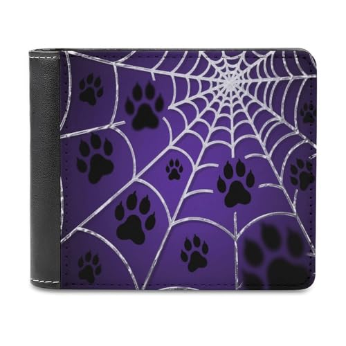 LDGSUPH Dog Paws Web Leather Wallet Slim Bifold Wallet Billfold Purse Fashion Credit Card Holder Front Pocket Wallets for Adult