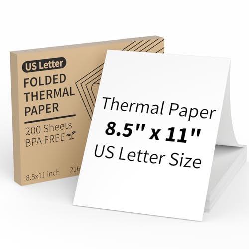 MFLABEL サーマルプリンター用紙 8.5 x 11インチ US レターサイズ A4 ポータブルプリンター用感熱紙 速乾性 折りたたみ感熱紙 ほとんどのサーマルプリンターに対応 200枚（Amazon）