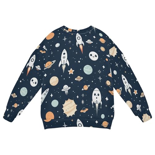 JUNZAN Space Cartoon Rockets Stars Comets Kids Boys Pullover Hoodie Long Sleeve Sweatshirts for Boys Sports 4T2