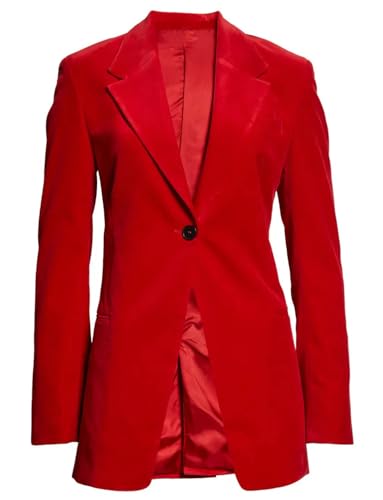 Veste de costume en velours femme chic blazer un bouton Ulnomio