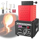 Automatic Electric Melting Furnace, Graphite Crucible, Foundry, Digital Gold Machine, Metal Can Be Completely Melt in 3-5 Minutes, for Professional Use in The Industry and Workshops(Red,3kg)