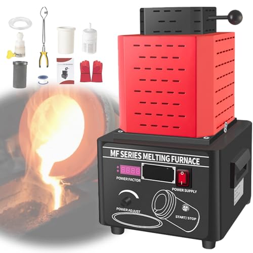 Automatic Electric Melting Furnace, Graphite Crucible, Foundry, Digital Gold Machine, Metal Can Be Completely Melt in 3-5 Minutes, for Professional Use in The Industry and Workshops(Red,3kg)