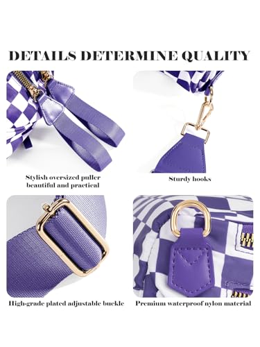 Image of Black and White Checkered Crossbody Bag Bum Bag for Women,Spacious Checkered Purse Fanny Packs Belt Bag